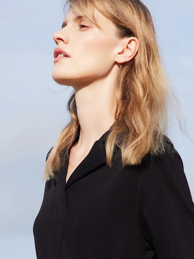 Triacetate Gathered Waist V-Neck Midi Dress sold by Goelia product image thumbnail 4