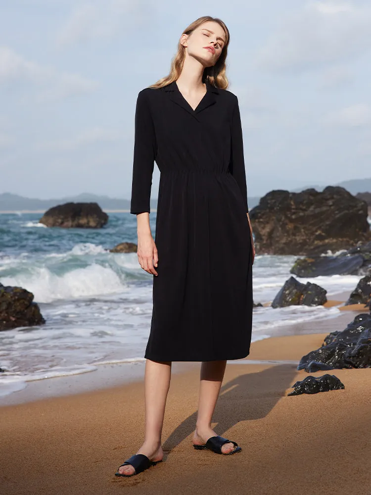 Triacetate Gathered Waist V-Neck Midi Dress sold by Goelia product image thumbnail 2