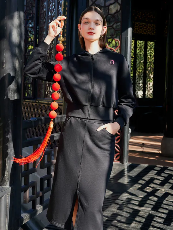 Cartoon Print Hoodie And Half Skirt Two-Piece Set sold by Goelia