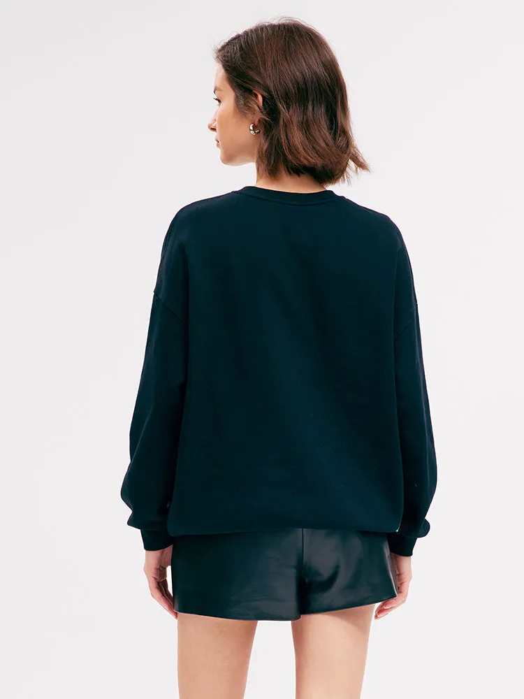 Cotton Round Neck Cartoon Print Black Women Hoodie sold by Goelia product image thumbnail 3