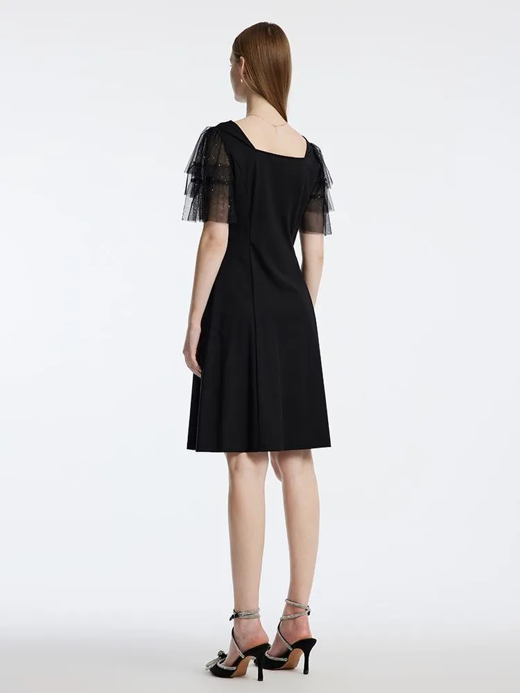 Mesh Sleeve Sequin Patchwork Knit Midi Dress sold by Goelia product image thumbnail 4