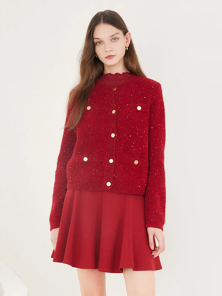 Red Sequins Crop Cardigan sold by Goelia product image thumbnail 4