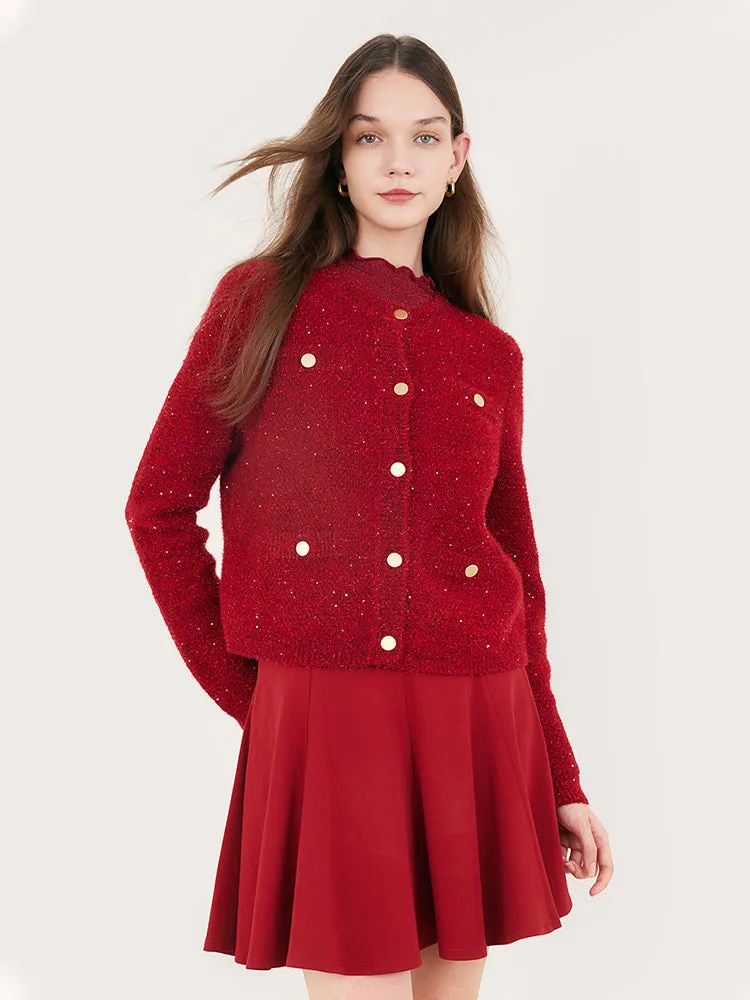 Red Sequins Crop Cardigan sold by Goelia product image thumbnail 2