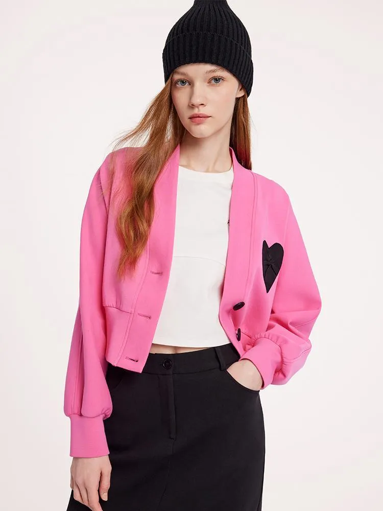 Pink Air Layer Heart Crop Women Jacket sold by Goelia product image thumbnail 5