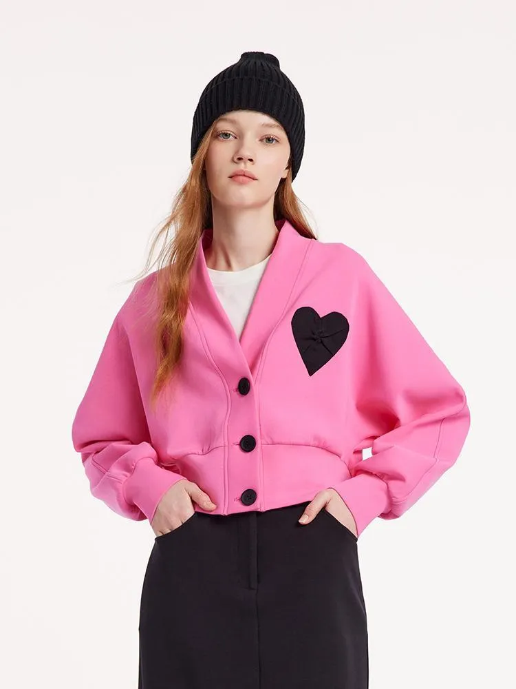 Pink Air Layer Heart Crop Women Jacket sold by Goelia product image thumbnail 3