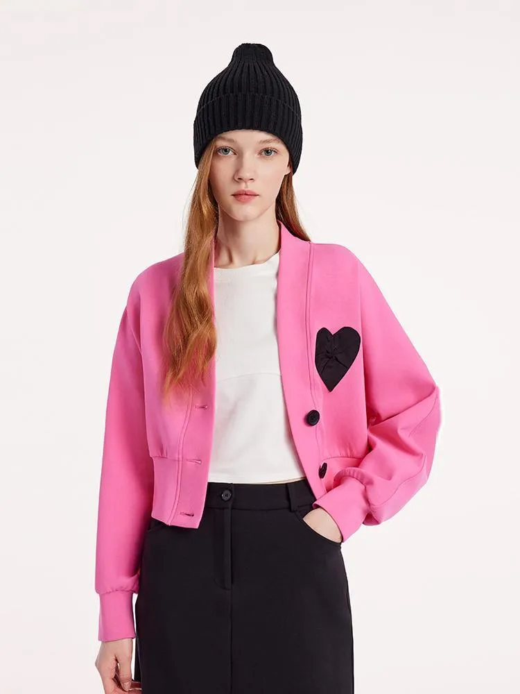 Pink Air Layer Heart Crop Women Jacket sold by Goelia product image thumbnail 4