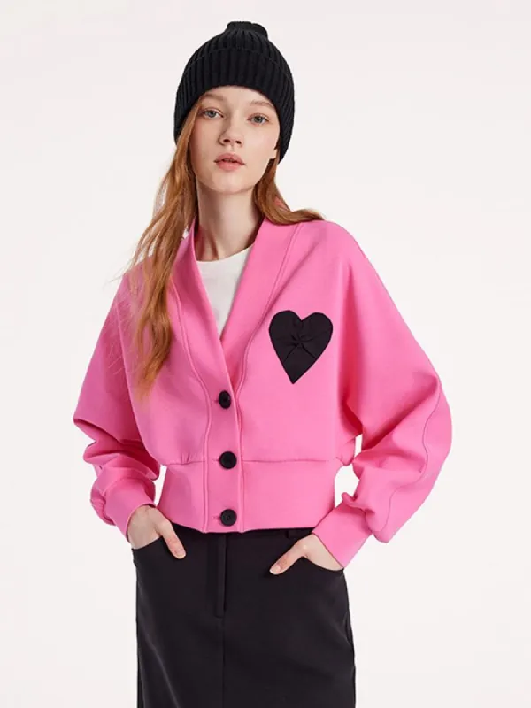Pink Air Layer Heart Crop Women Jacket sold by Goelia