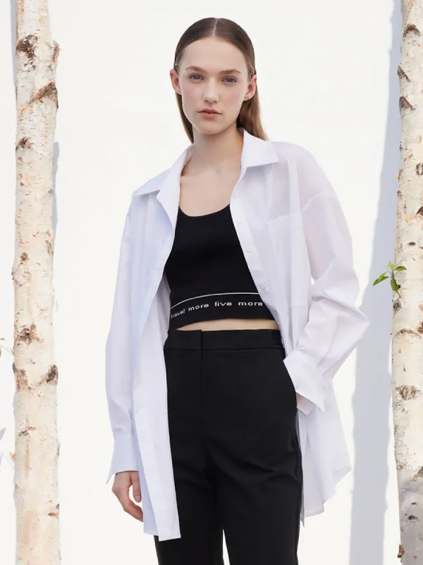White Oversized Cotton Shirt sold by Goelia