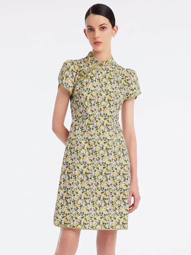 Floral Mandarin Collar Cheongsam Qipao Midi Dress sold by Goelia product image thumbnail 2