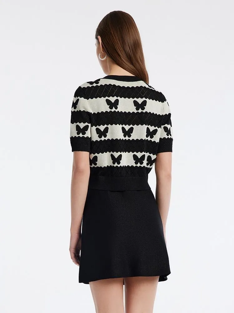 Round Neck Jacquard Knit Top And Women Skirt Two-Piece Set sold by Goelia product image thumbnail 3