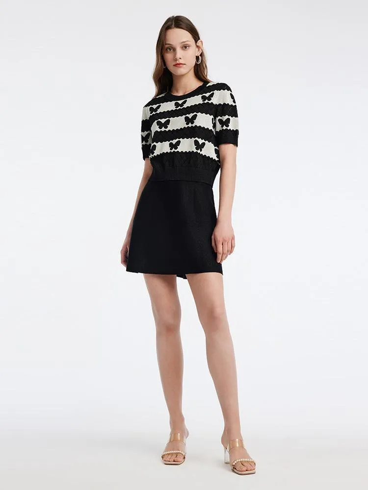 Round Neck Jacquard Knit Top And Women Skirt Two-Piece Set sold by Goelia product image thumbnail 2