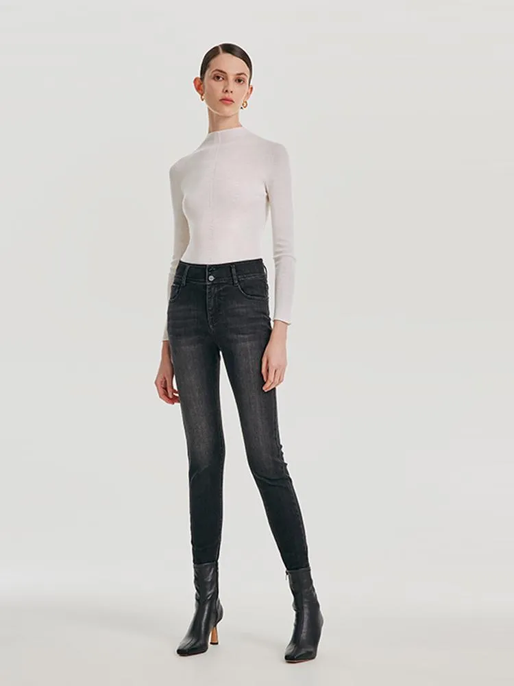 High Waisted Stretch Denim Leggings sold by Goelia product image thumbnail 3