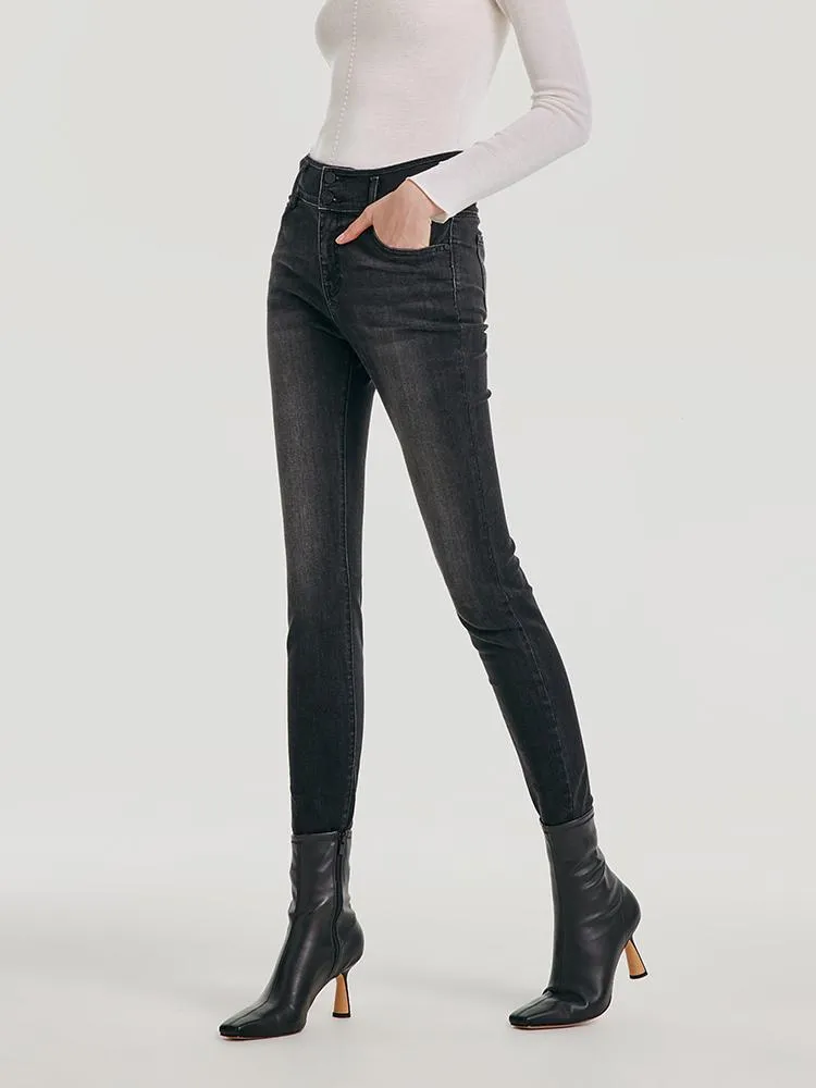 High Waisted Stretch Denim Leggings sold by Goelia