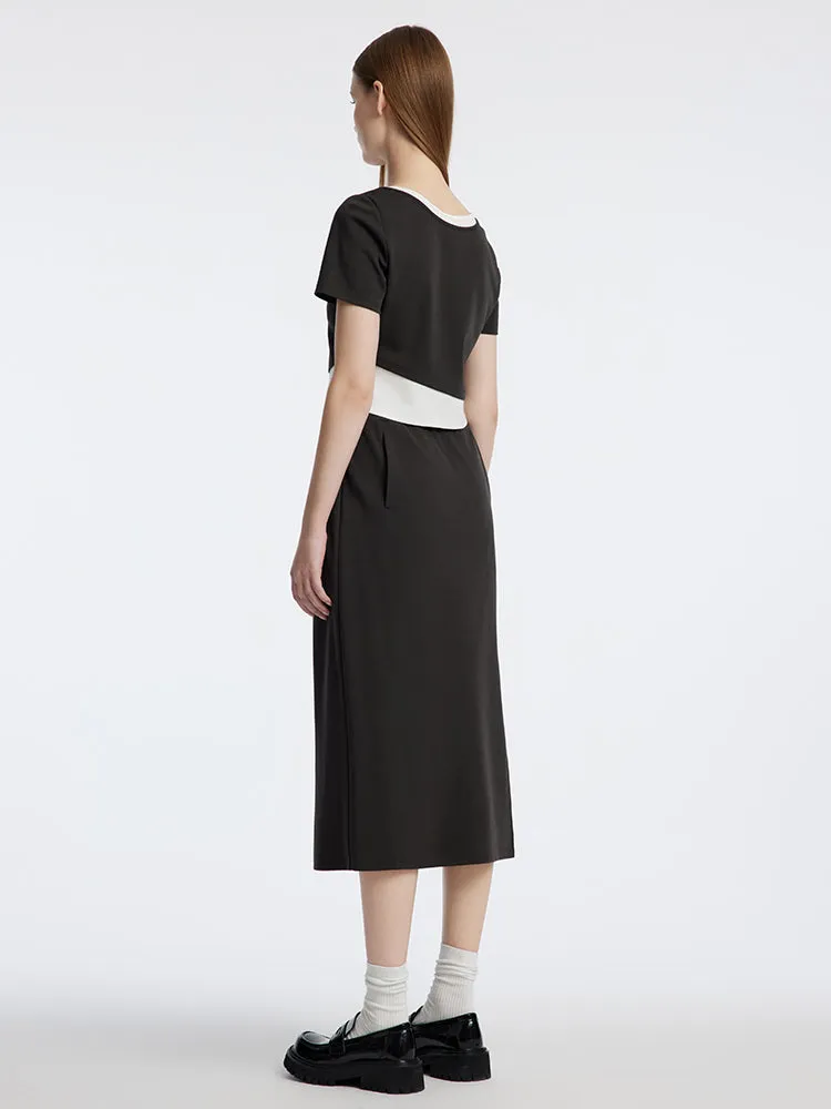 Fake Two-Piece Embroidered T-shirt sold by Goelia product image thumbnail 4