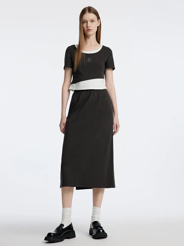Fake Two-Piece Embroidered T-shirt sold by Goelia product image thumbnail 2