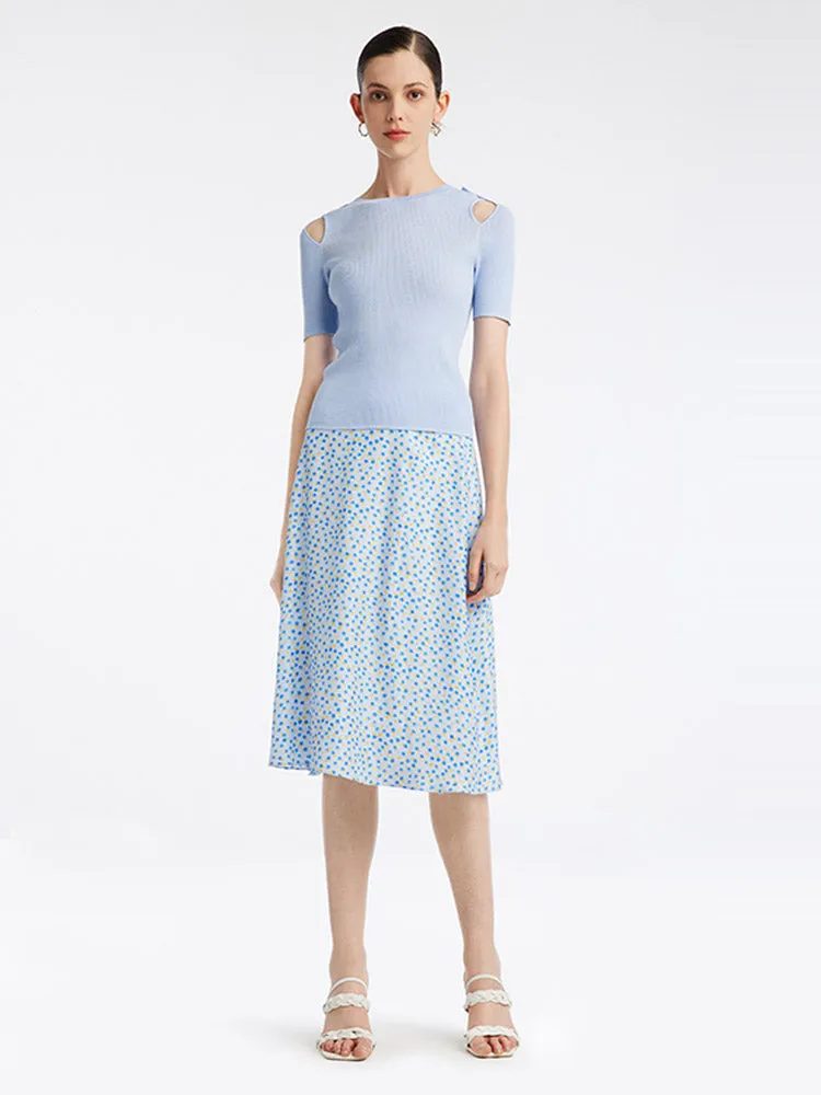 16.5 Momme Silk Polka Dots Midi Skirt sold by Goelia product image thumbnail 2
