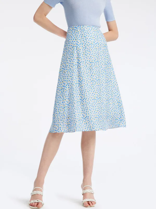 16.5 Momme Silk Polka Dots Midi Skirt sold by Goelia