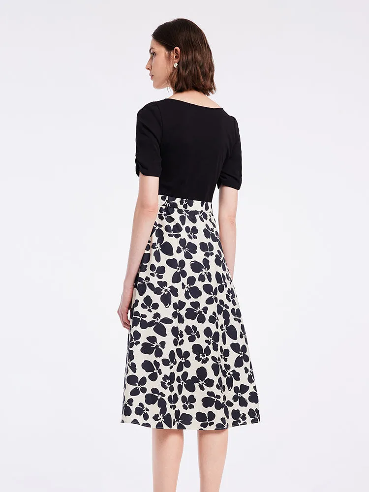 Black Floral Gathered Waist Midi Dress sold by Goelia product image thumbnail 5