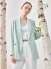 Green Worsted Woolen Straight Women Blazer sold by Goelia