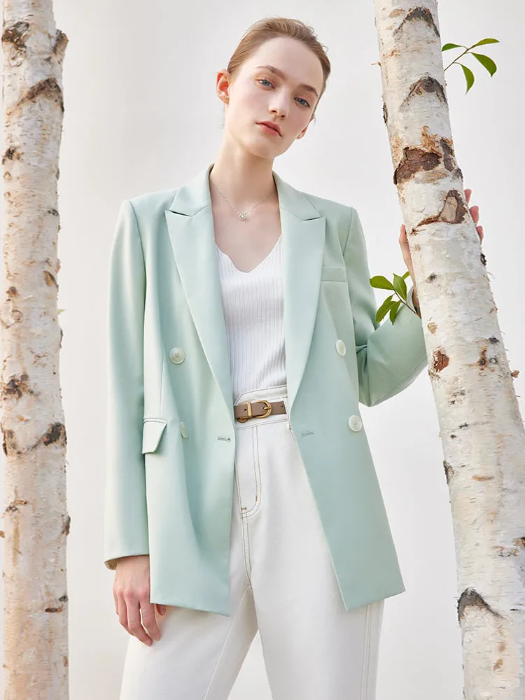 Green Worsted Woolen Straight Women Blazer sold by Goelia product image thumbnail 4