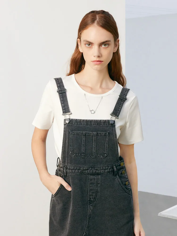 Slit Denim Pinafore Midi Dress sold by Goelia product image thumbnail 2
