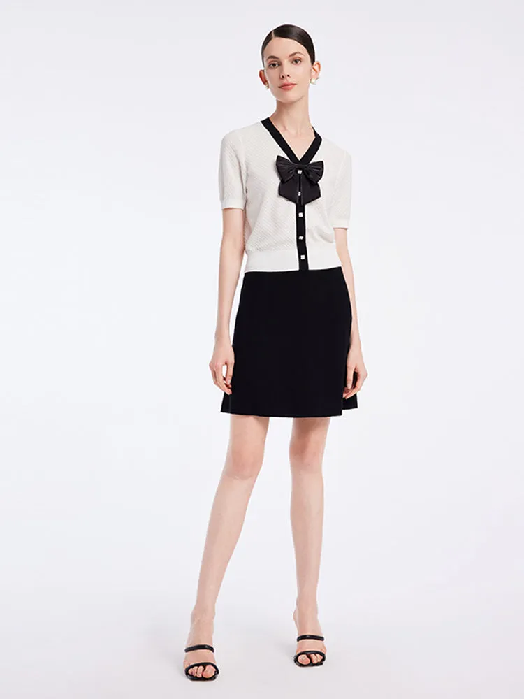 Woolen Knit Top And Women Skirt With Bowknot Two-Piece Set sold by Goelia product image thumbnail 2