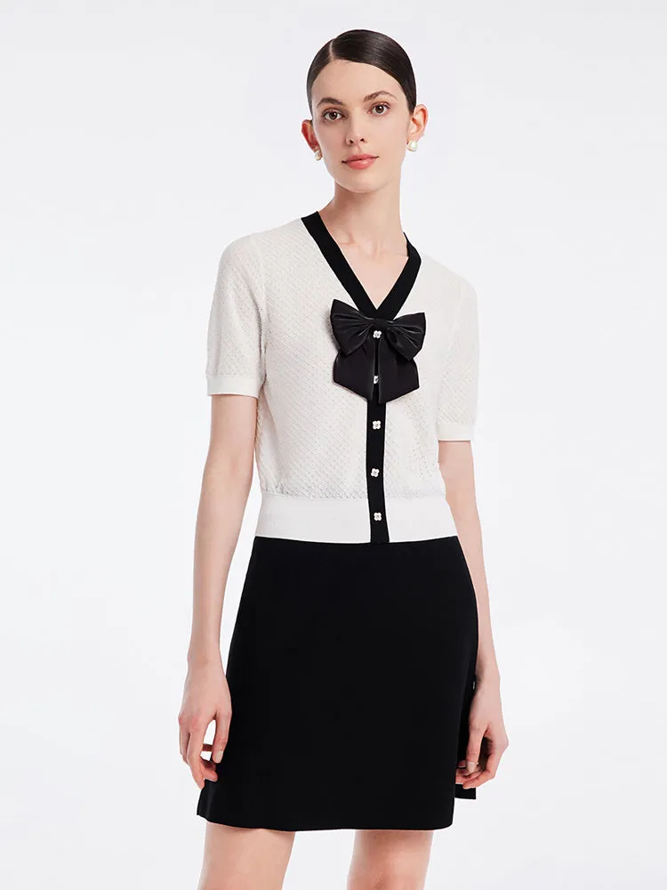 Woolen Knit Top And Women Skirt With Bowknot Two-Piece Set sold by Goelia product image thumbnail 3