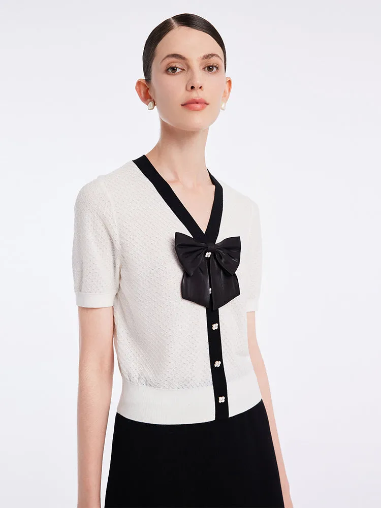 Woolen Knit Top And Women Skirt With Bowknot Two-Piece Set sold by Goelia product image thumbnail 4