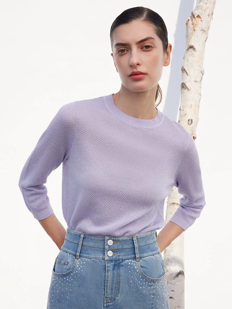 Tencel Mulberry Silk Woolen Knit Top sold by Goelia