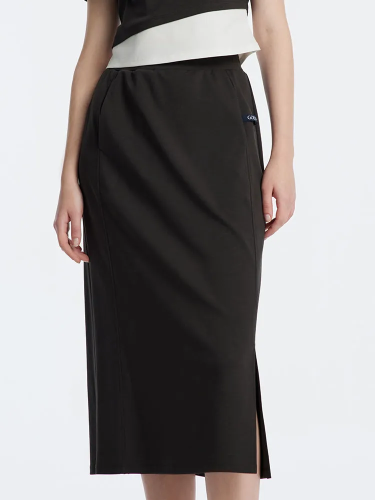 Knitted Side Split Skirt sold by Goelia