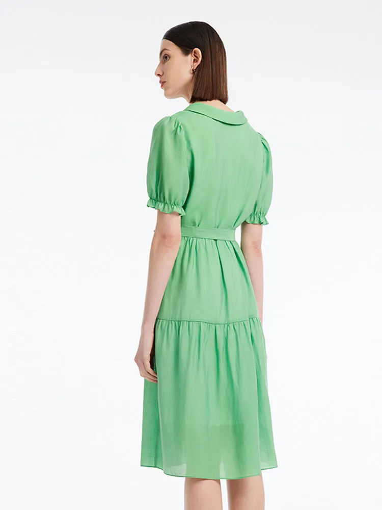Lapel Neck Puff Sleeve Midi Dress sold by Goelia product image thumbnail 5