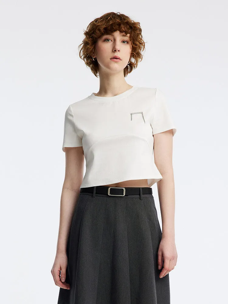 White Crop Cotton T-shirt sold by Goelia product image thumbnail 4