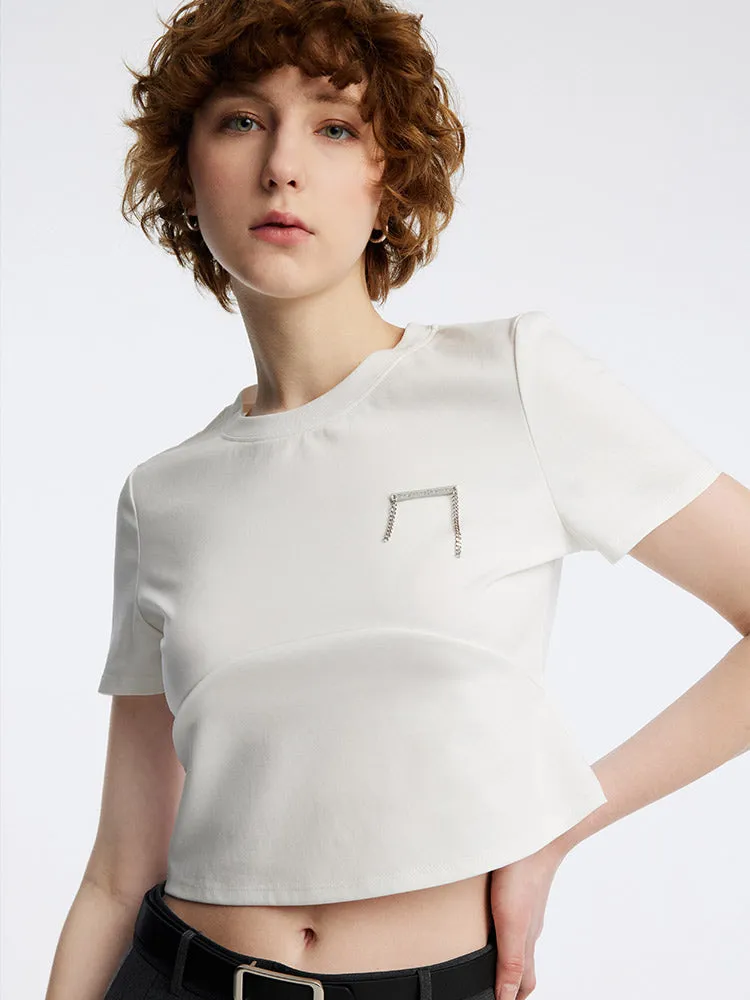 White Crop Cotton T-shirt sold by Goelia product image thumbnail 3