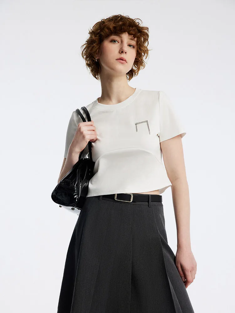 White Crop Cotton T-shirt sold by Goelia product image thumbnail 2