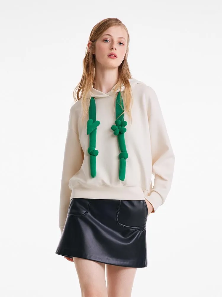 Beige Loose Flower Hoodie sold by Goelia