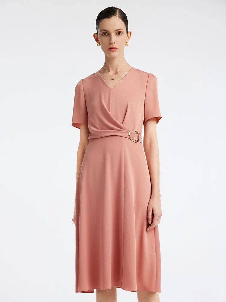 Acetate Gathered Waist V-Neck Midi Dress sold by Goelia product image thumbnail 3