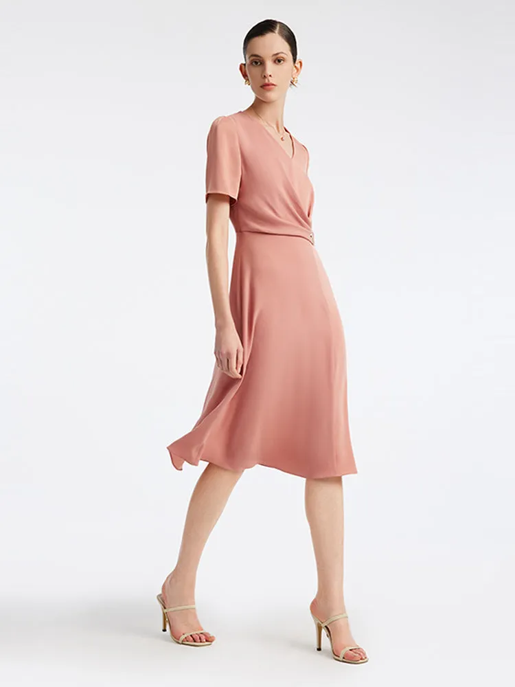 Acetate Gathered Waist V-Neck Midi Dress sold by Goelia product image thumbnail 2