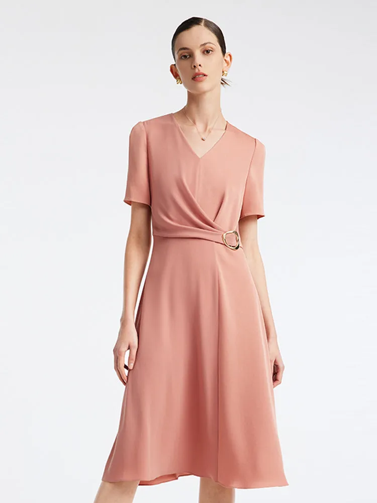 Acetate Gathered Waist V-Neck Midi Dress sold by Goelia product image thumbnail 4