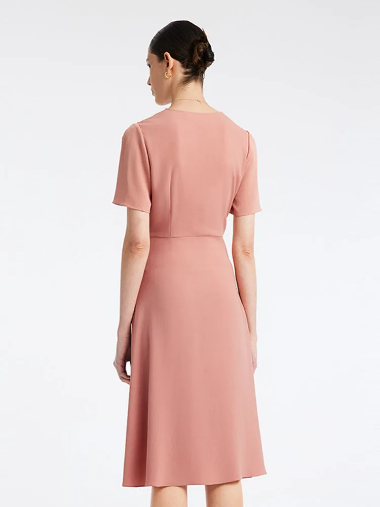 Acetate Gathered Waist V-Neck Midi Dress sold by Goelia product image thumbnail 5