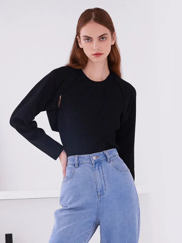 Black Stylish Vest And Women Cardigan Two-Piece Set sold by Goelia