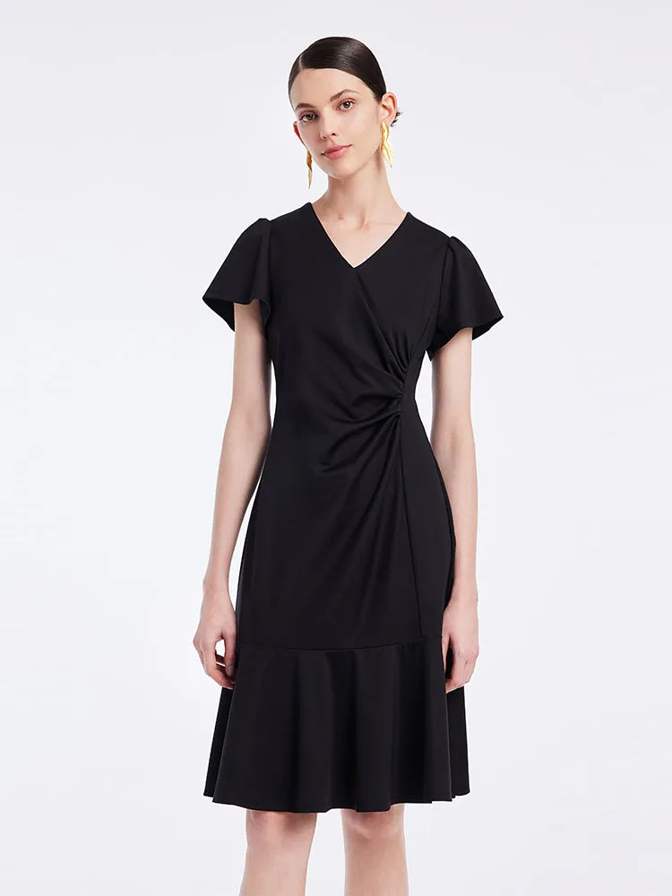 Black Knitted Pleated Midi Dress sold by Goelia