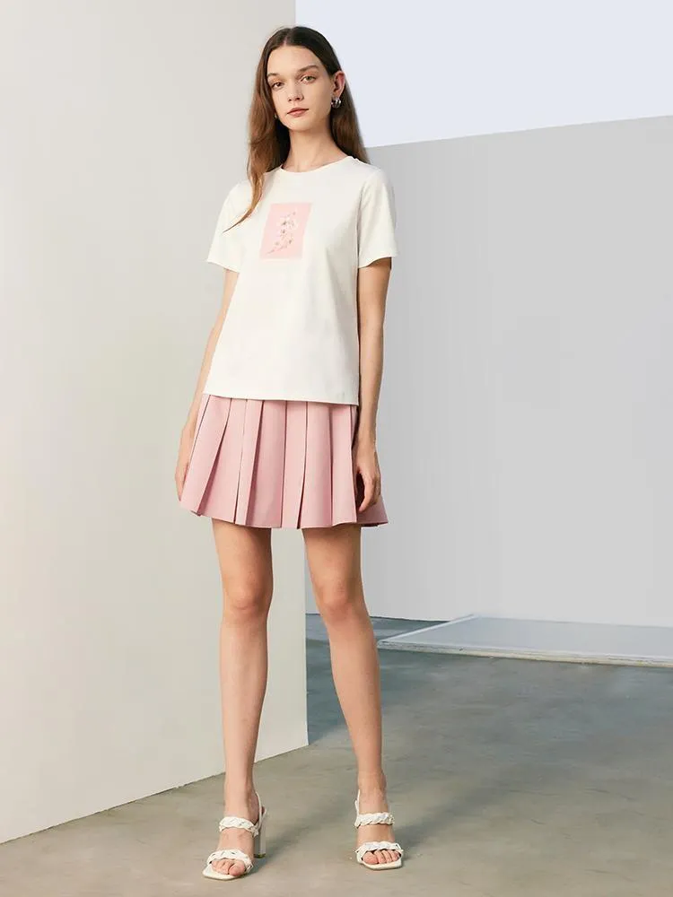 White Floral Print Woven T-shirt sold by Goelia product image thumbnail 4