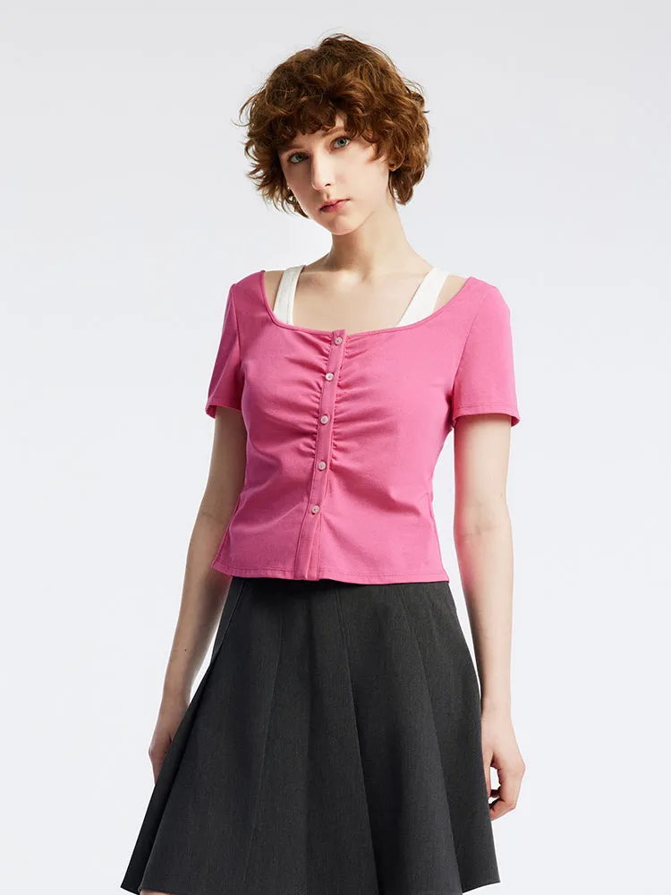 Fake Two-Piece Crop T-shirt sold by Goelia product image thumbnail 4