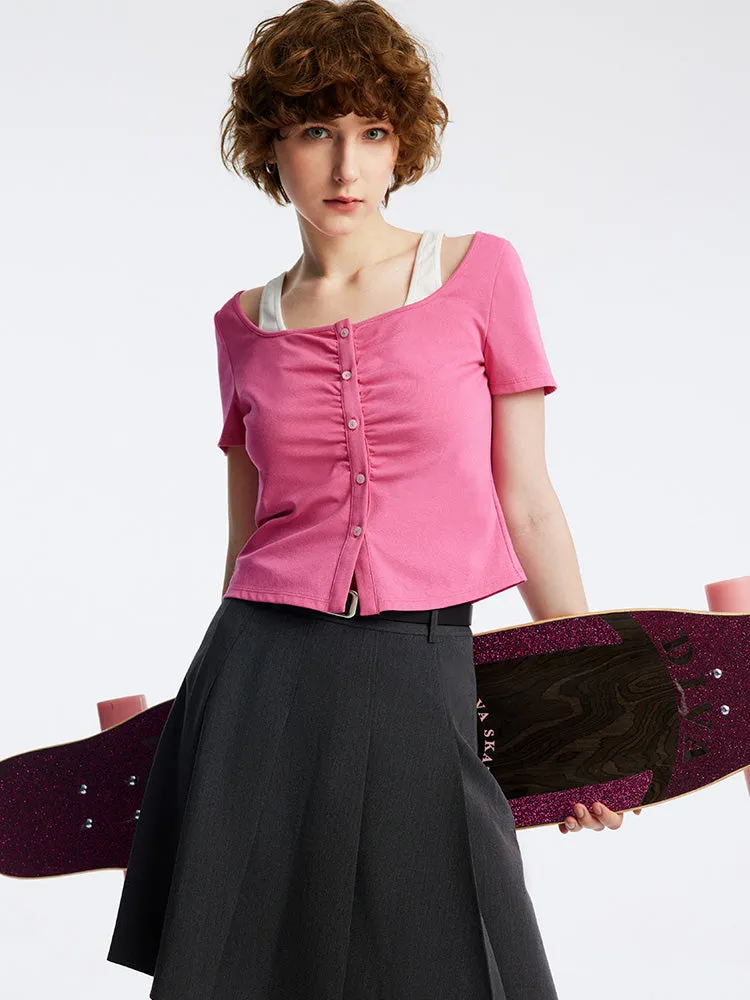 Fake Two-Piece Crop T-shirt sold by Goelia product image thumbnail 5