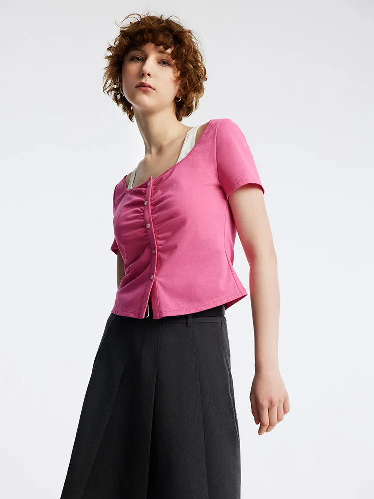 Fake Two-Piece Crop T-shirt sold by Goelia product image thumbnail 3