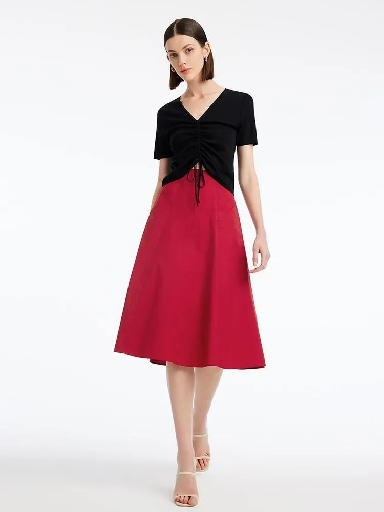 Red High Waist A-Line Skirt sold by Goelia product image thumbnail 3