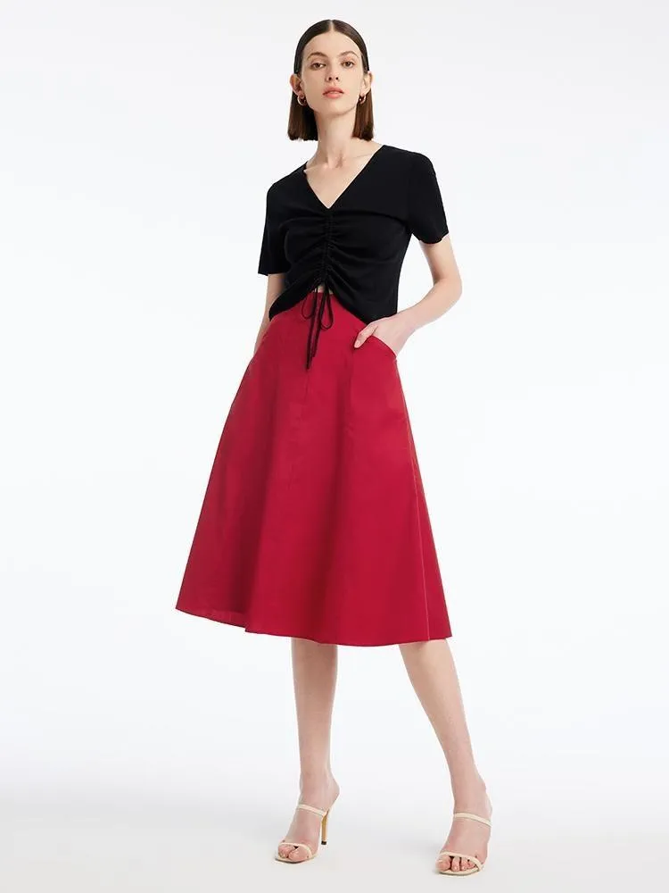 Red High Waist A-Line Skirt sold by Goelia product image thumbnail 2