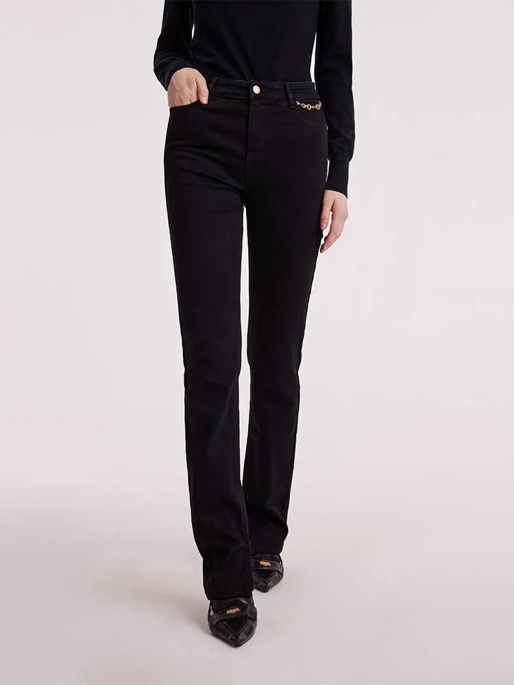 Black Denim Slit Jeans sold by Goelia product image thumbnail 3