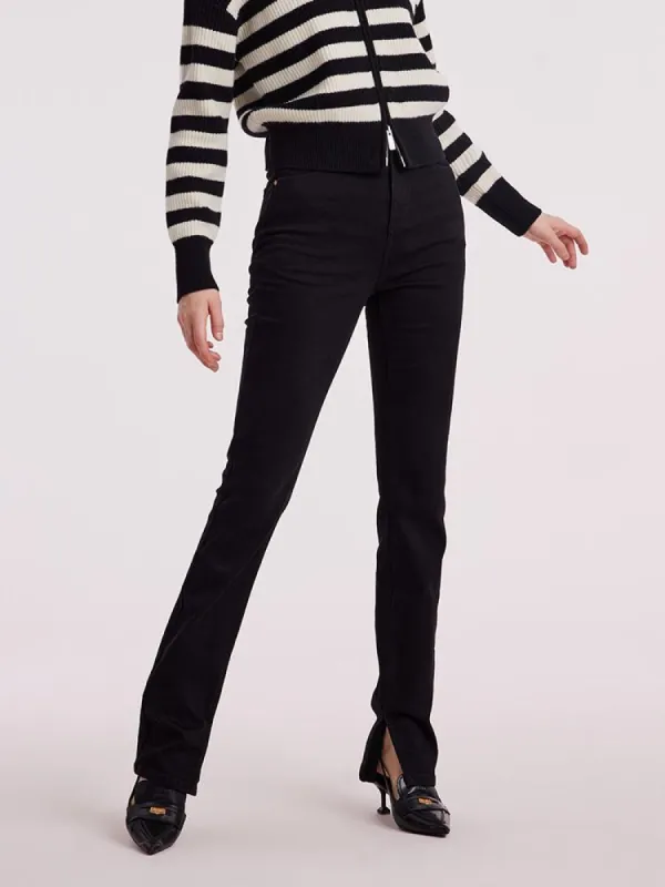 Black Denim Slit Jeans sold by Goelia