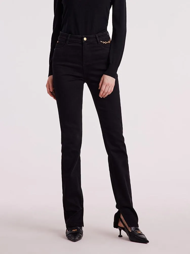 Black Denim Slit Jeans sold by Goelia product image thumbnail 4